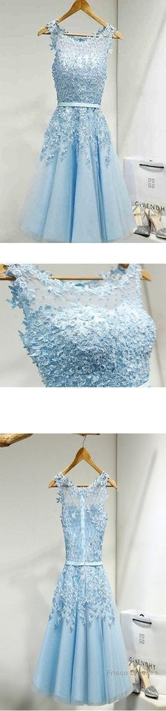 Lovely Junior Round Neckline Sleeveless Lace Appliques Sweetheart Keyhole Back Homecoming Dresses