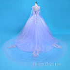 Lovely Lavender Tulle Flower Lace Ball Gown Formal Gown, Lavender Sweet 16 Dress
