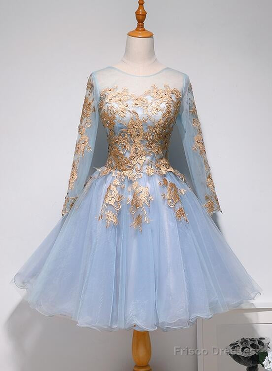 Lovely Light Blue Knee Length Party Dress, Short Prom Dress Main image