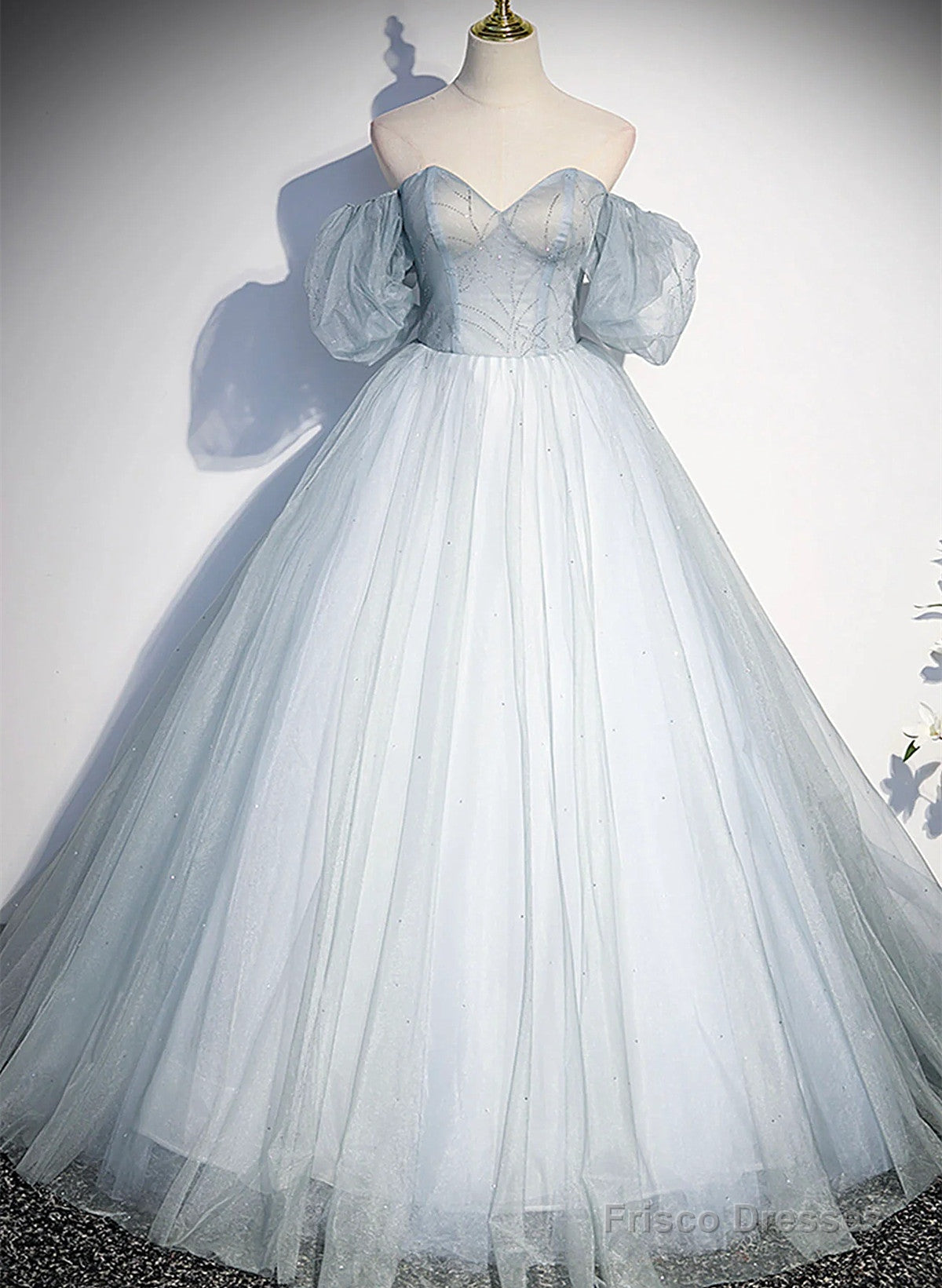 Lovely Light Blue Tulle Sweetheart Long Evening Dress, Light Blue Prom Dress Main image