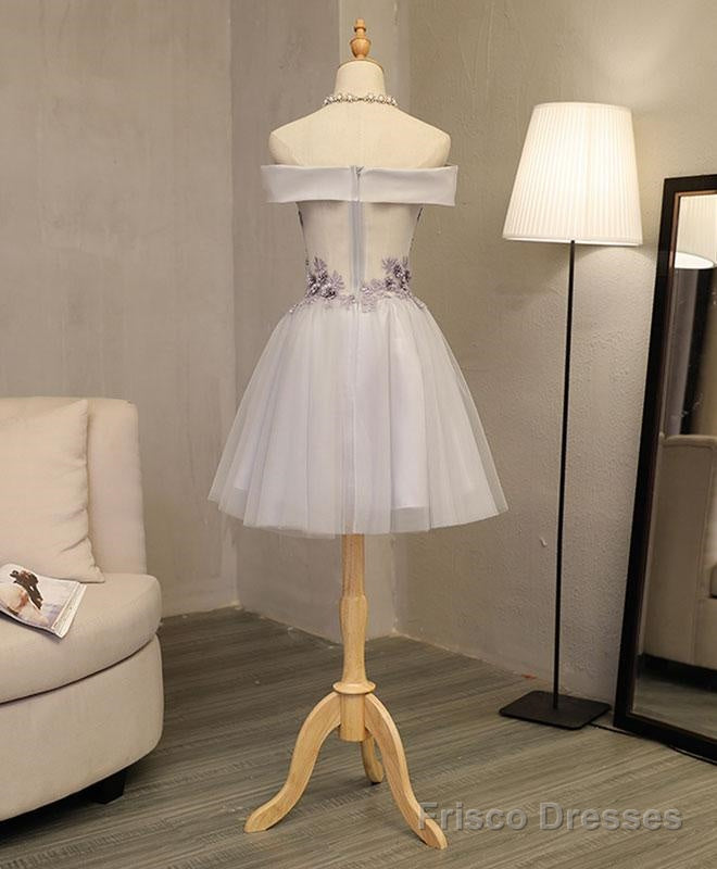 Lovely Light Grey Homecoming Dress , Tulle Short Party Dress Secondary image