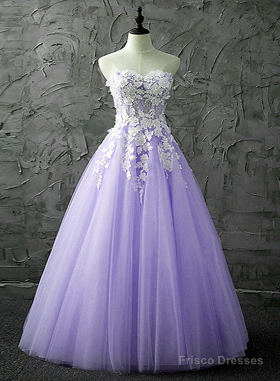 Lovely Light Purple Tulle Sweetheart Prom Gown, Tulle Sweet 16 Dresses Main image