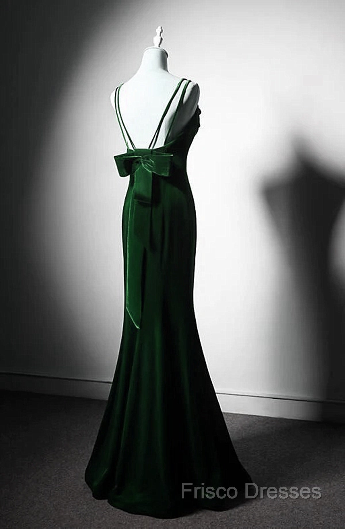 Lovely Low Back Velvet Mermaid Long Formal Prom Dress, Velvet Wedding Party Dress