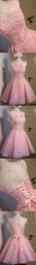 Lovely Pink Appliques Beads Sequins Sleeveless Clairvoyant Outfit Lace Up Back Organza Homecoming Dress