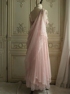 Affordable Prom Dresses Under $165||Lovely Pink Chiffon Prom Dress Princess Pearls Spaghetti Straps Evening Dresses