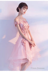 Lovely Pink High Low Party Dress, Tulle Prom Dresses, Homecoming Dress