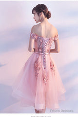 Lovely Pink High Low Party Dress, Tulle Prom Dresses, Homecoming Dress