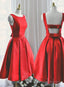 Lovely Red Satin Short Party Dress, Red Short Prom Dress