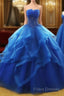 Lovely Royal Blue Tulle Formal Prom Dress, Blue Sweet 16 Dress