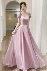Lovely Soft Pink Floor Length Party Dress, Tulle A-Line Evening Prom Dress