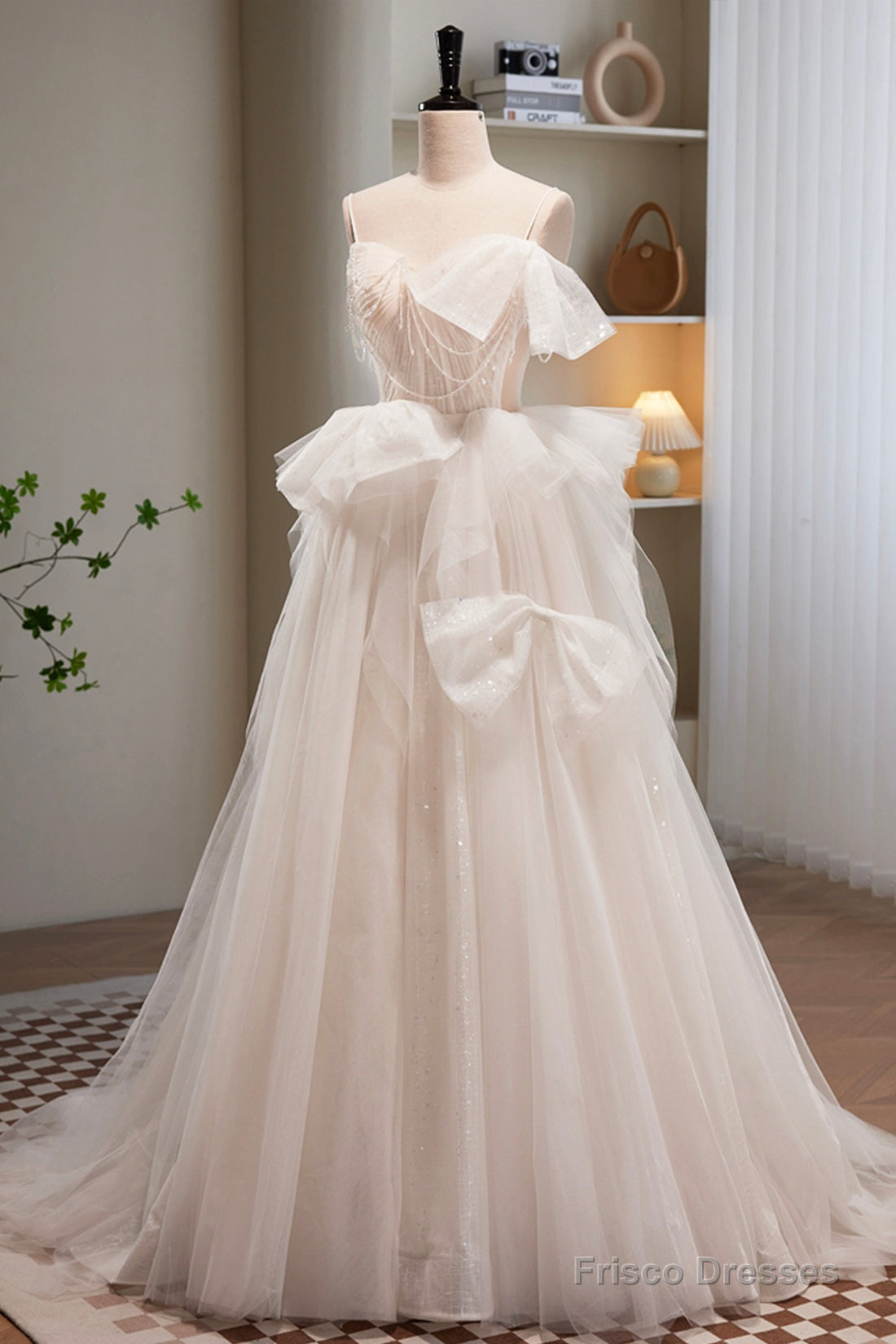 Lovely Spaghetti Strap Lace Long Prom Dress, A-Line Evening Dress Secondary image
