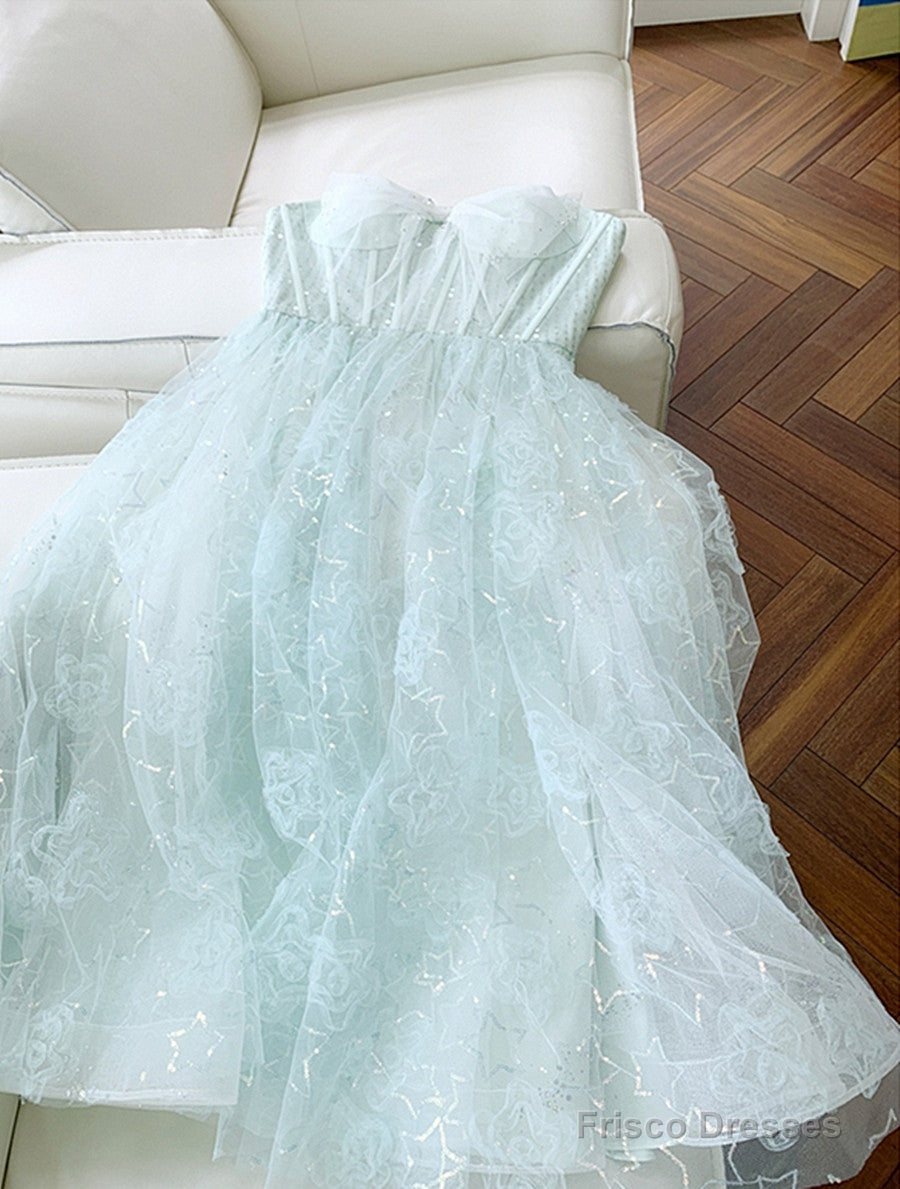 Lovely Sweethart Tulle Long A-Line Formal Dress, Light Blue Tulle Prom Dress Secondary image
