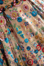 Lovely Sweetheart Floral Sequin Long Formal Prom Dress, A-Line Strapless Evening Dress