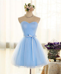 Lovely Sweetheart Short Party Dress, Pink Cute Teen Party Dress With Belt, Wedding Party Dresses