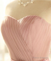 Lovely Sweetheart Short Party Dress, Pink Cute Teen Party Dress With Belt, Wedding Party Dresses