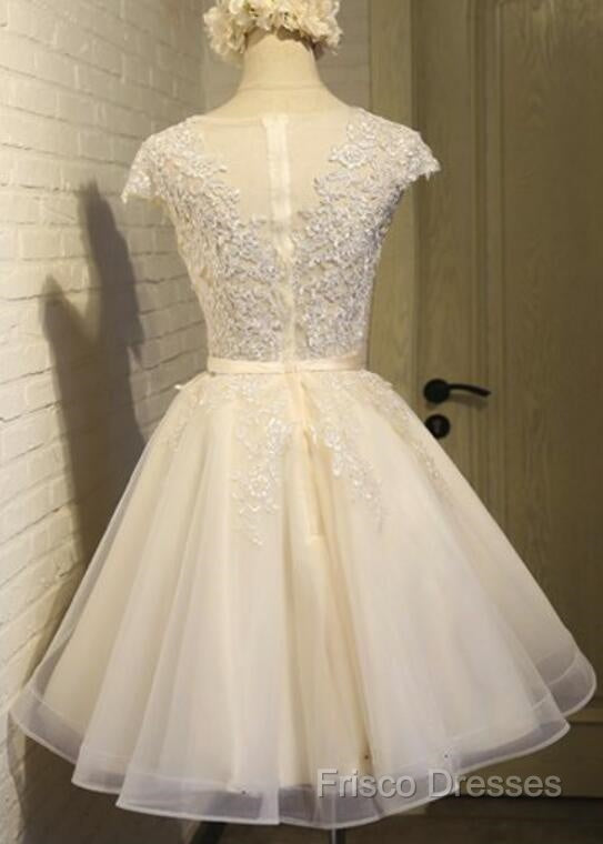 Lovely Tulle Light Champagne Short Formal Prom Dress, Homecoming Dress , Formal Dress, Formal Prom Dress Secondary image