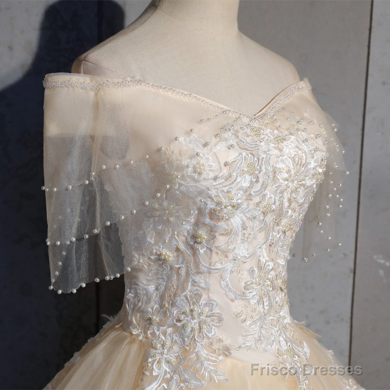 Lovely Tulle Long Sweetheart Champane Sweet 16 Dress, Long Formal Gown Secondary image