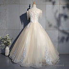 Lovely Tulle Long Sweetheart Champane Sweet 16 Dress, Long Formal Gown