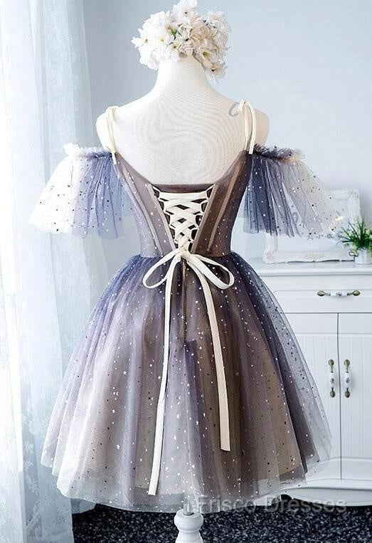 Lovely Tulle Offshoulder Short Formal Prom Dress, Lace Up Homecoming Dress Secondary image