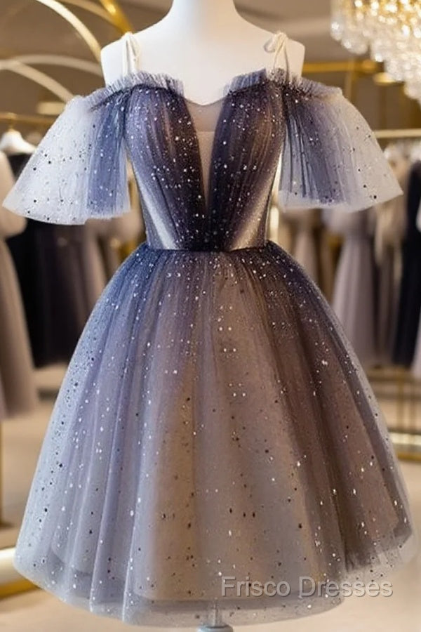 Lovely Tulle Offshoulder Short Formal Prom Dress, Lace Up Homecoming Dress Main image