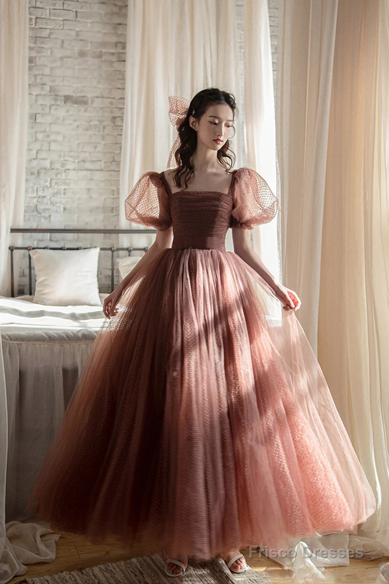 Lovely Tulle Puffy Sleeves Homecoming Dress Graduation Dress, A-Line Party Dress Secondary image
