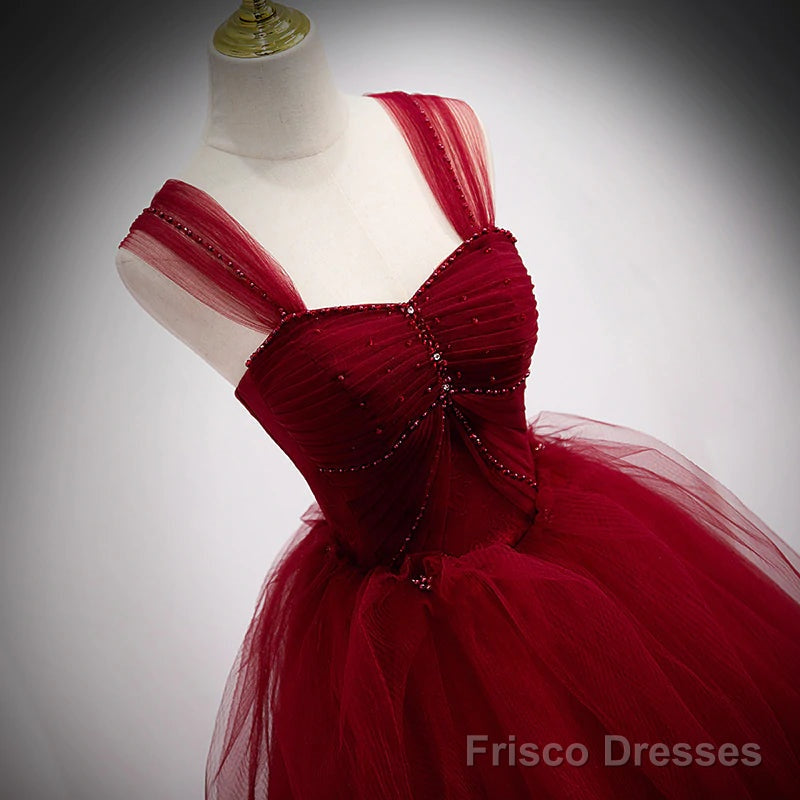 Lovely Wine Red Princess Tulle Beaded Long Party Dress, Dark Red Forma Frisco Dresses Lovely Wine Red Princess Tulle Beaded Long Party Dress, Dark Red Forma Frisco Dresses