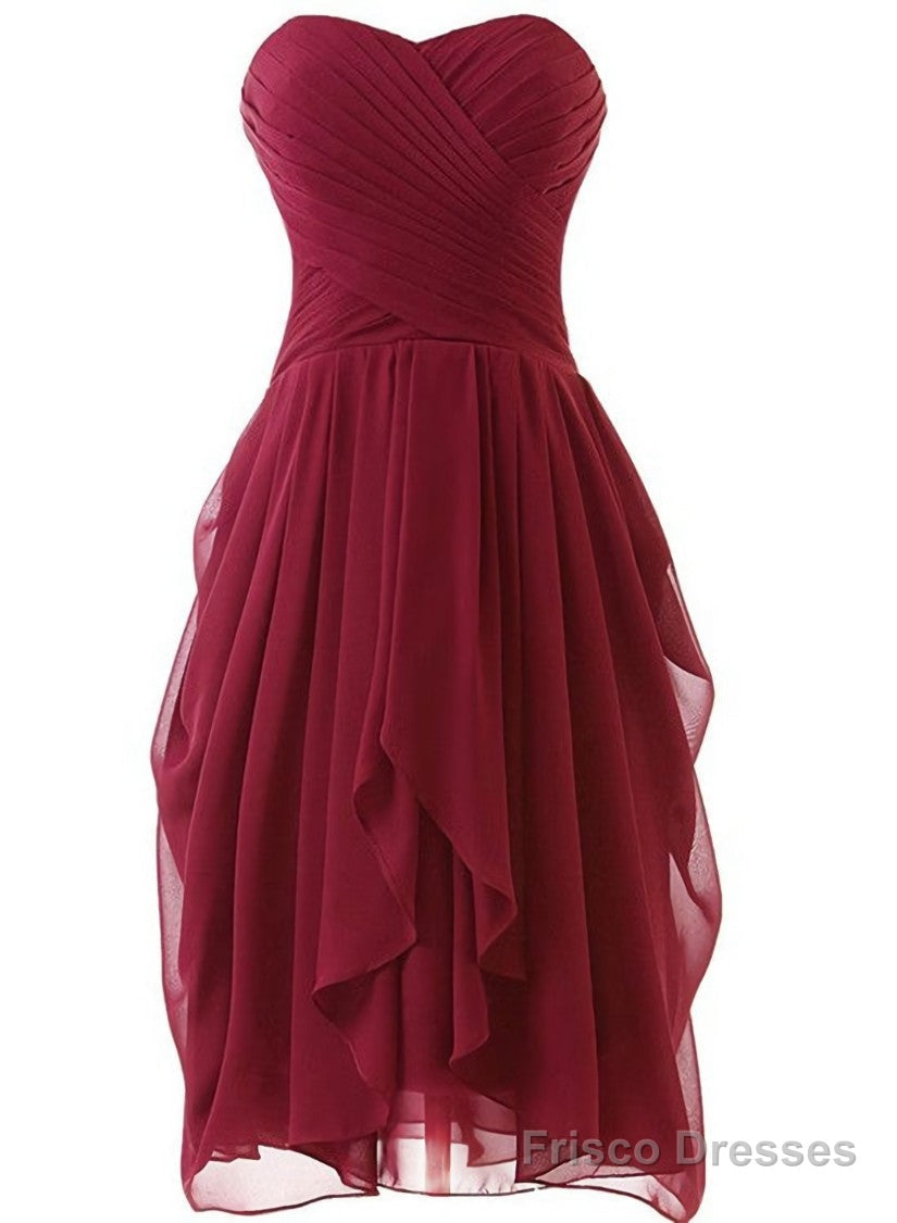 Lovely Wine Red Sweetheart Short Bridesmaid Dresses, Dark Red Prom Dresses Main image