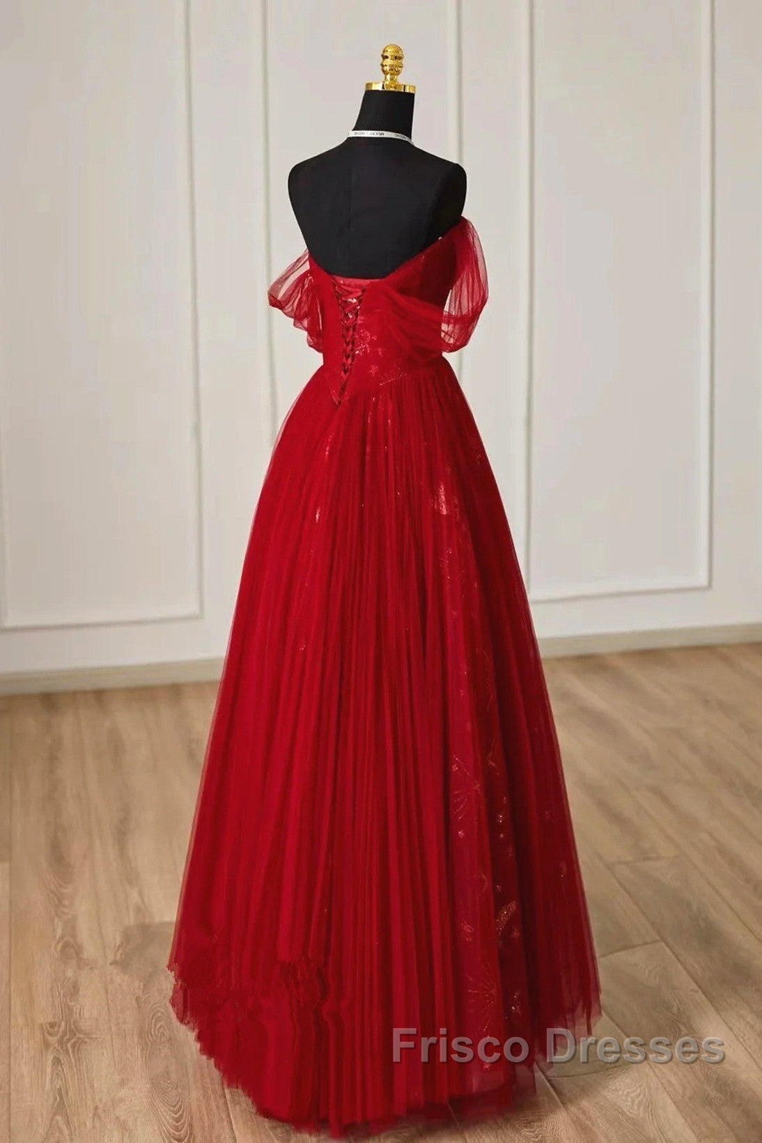 Lovely Wine Red Tulle Sweetheart Off Shoulder Formal Prom Dress, Wine Red Long Party Dress