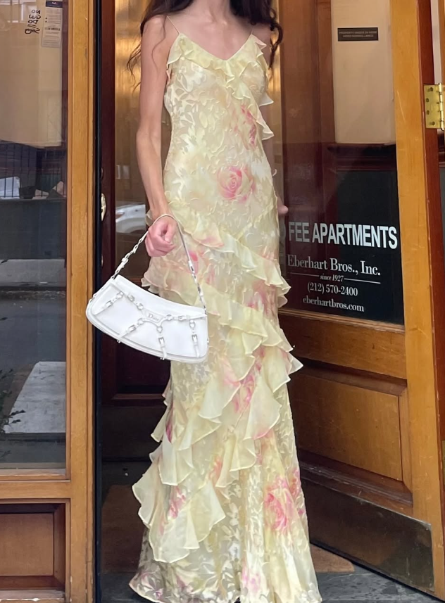 Lovely Yellow Ruffles Long Prom Dress Evening Dress