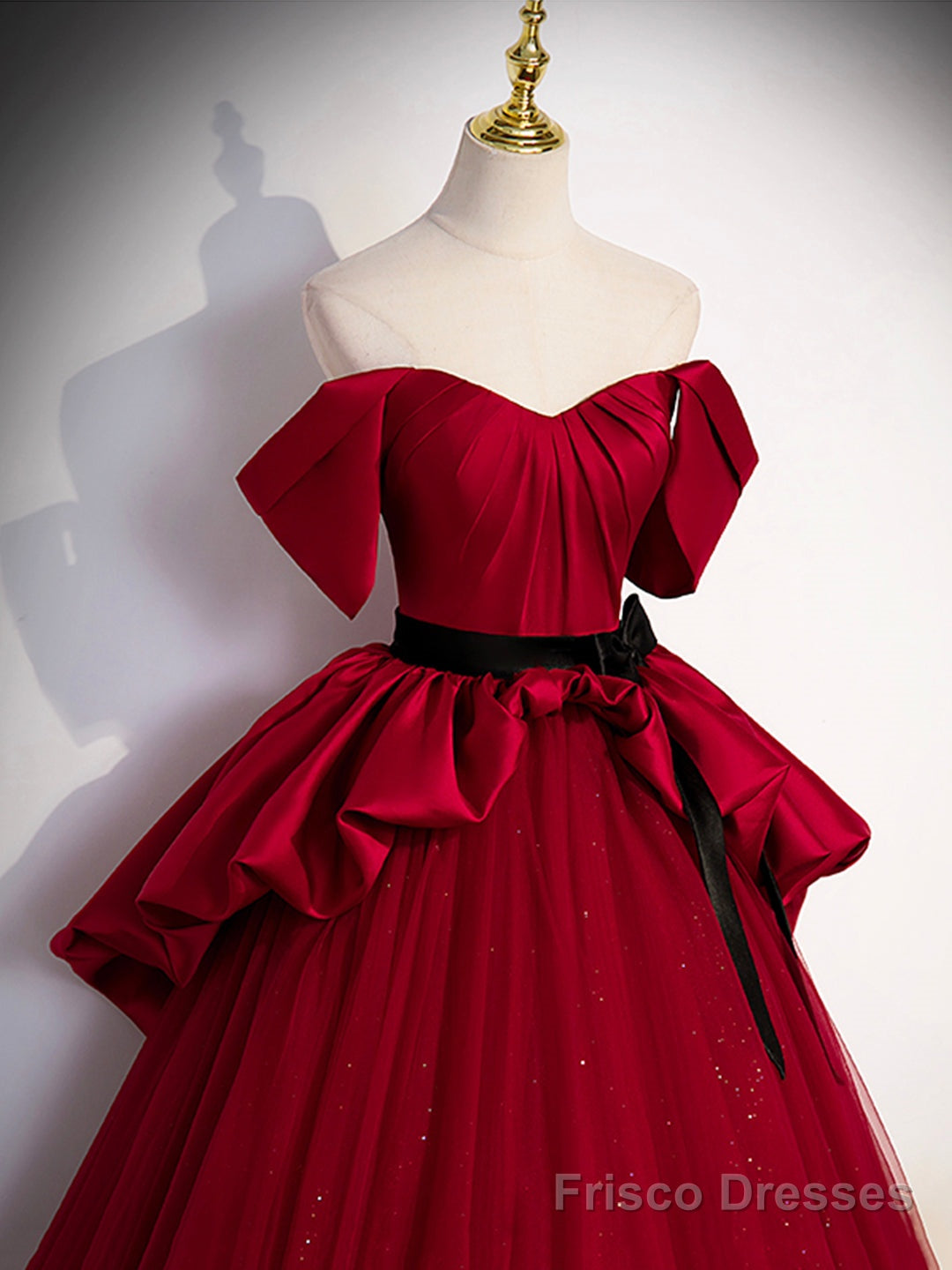 Burgundy Sweetheart Neck Formal Dress, A-Line Tulle Floor Length Prom Dress Secondary image