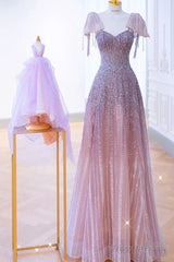 Luxurious A Line Straps Long Prom Dress