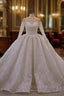 Luxurious Ball Gown Long Sleevess 3D Lace Sweetheart Long Wedding Dress