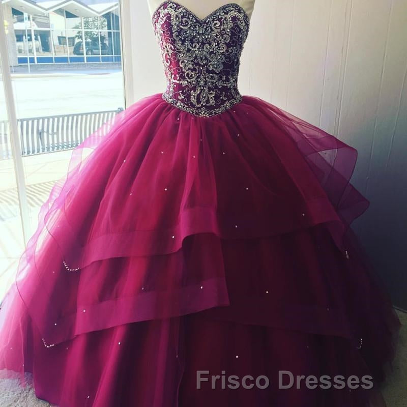 Luxurious Crystal Beaded Bodice Corset Organza Layered Quinceanera Dress