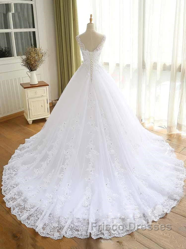 Luxurious Lace Beaded Wedding Dress New Arrival V Neck Straps Long Ball Gown Wedding Party Bridal Dress Secondary image
