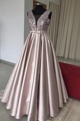 Luxurious Sequins V-Neck Bow Sashes Prom Dresses Ball Gowns