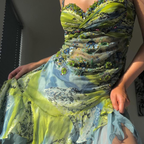 Luxurious Spaghetti Straps Beaded Sequin Ruffles Chiffon Evening Dress Outfits