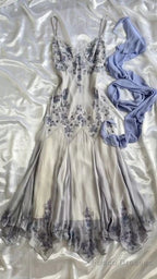 Luxury Chiffon Beaded Spaghetti Straps Long Prom Dress Mermaid Evening Dress