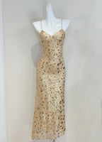 Luxury Gold Mermaid Strapless V-Neck Sequined Long Prom Dress Evening Dress