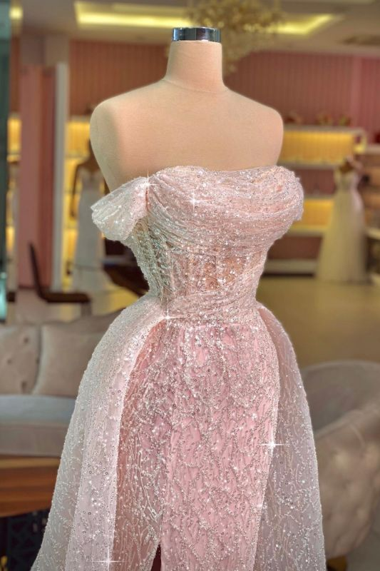 Luxury Mermaid Pink Floor Length Sleeveless Sequin Prom Dress Secondary image