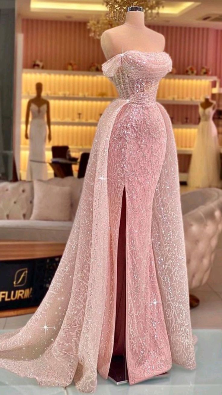 Luxury Mermaid Pink Floor Length Sleeveless Sequin Prom Dress Main image
