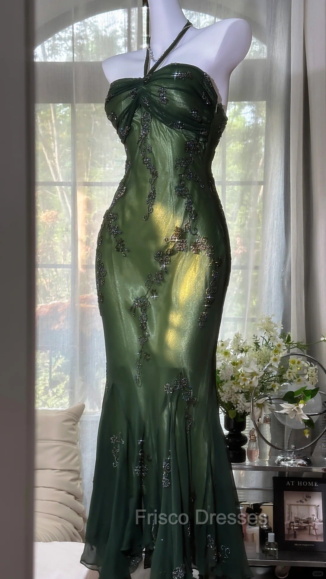 Luxury Purple Mermaid Bead Embroidered Chiffon Long Prom Dress