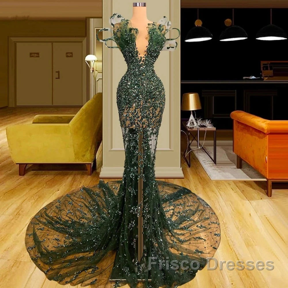 Luxury See Through Beaded Formal Prom Dress Bodycon Sexy Formal Prom Evening Dress Secondary image