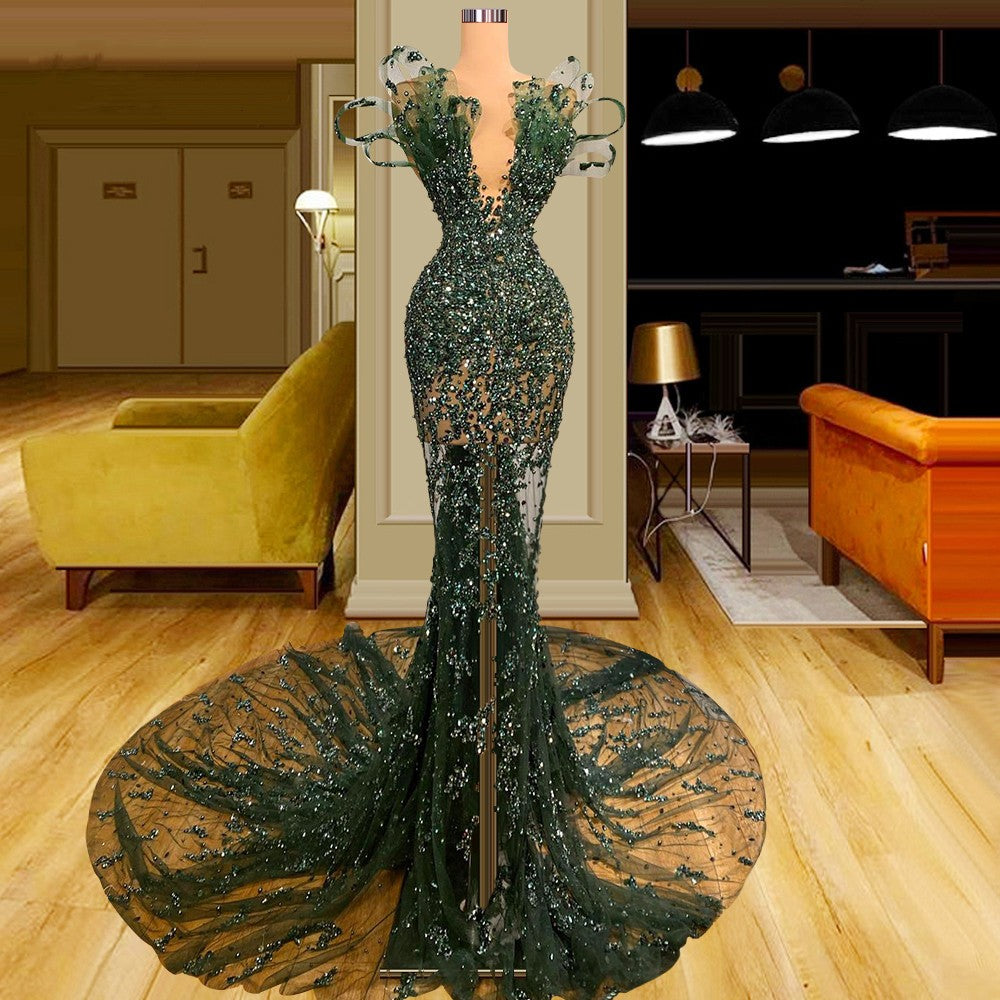 Luxury See Through Beaded Prom Dresses, Bodycon Sexy Prom Evening Dress Secondary image