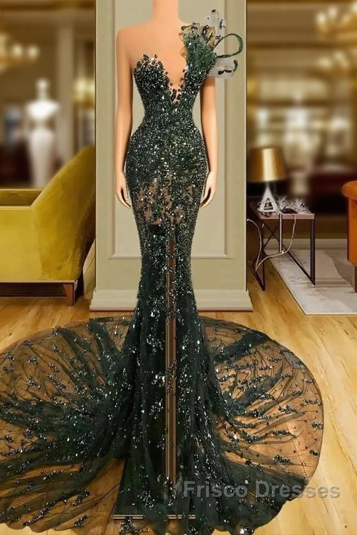 Luxury See Through Beaded Formal Prom Dress Bodycon Sexy Formal Prom Evening Dress Main image