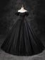 Black Sparkly Tulle Off the Shoulder Long Formal Dress, Elegant A-Line Black Evening Party Dress