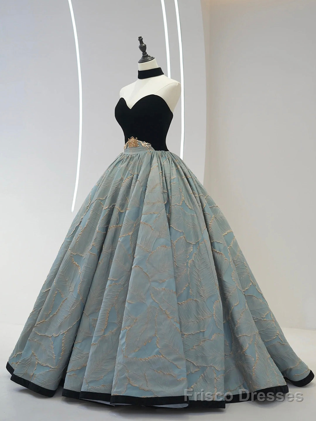 Beautiful Strapless Jacquard Floor Length Prom Dresses, A-Line Sweetheart Neck Formal Dresses