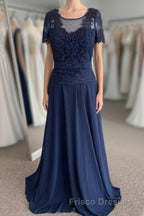 Illusion Neck Sweetheart Sleeves Beaded Appliques Long Formal Prom Dress with Sash