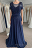 Illusion Neck Sweetheart Sleeves Beaded Appliques Long Formal Prom Dress with Sash