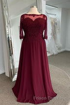 Illusion Neck Sweetheart Long Sleeves Beaded Appliques Long Formal Prom Dress
