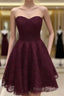 Maroon Homecoming Dress, Lace Short Formal Prom Dress, Party Dress, Formal Prom Dress